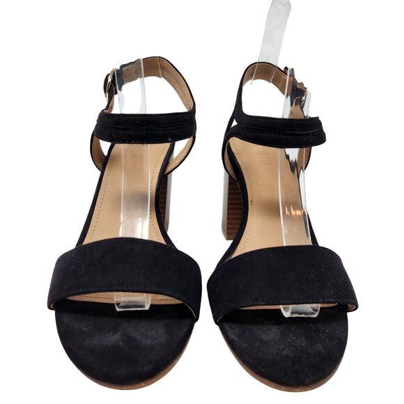 Loft Faux Suede Block Heels Sandal Adjustable Ankle Strap Black Size 7 M - Picture 4 of 12